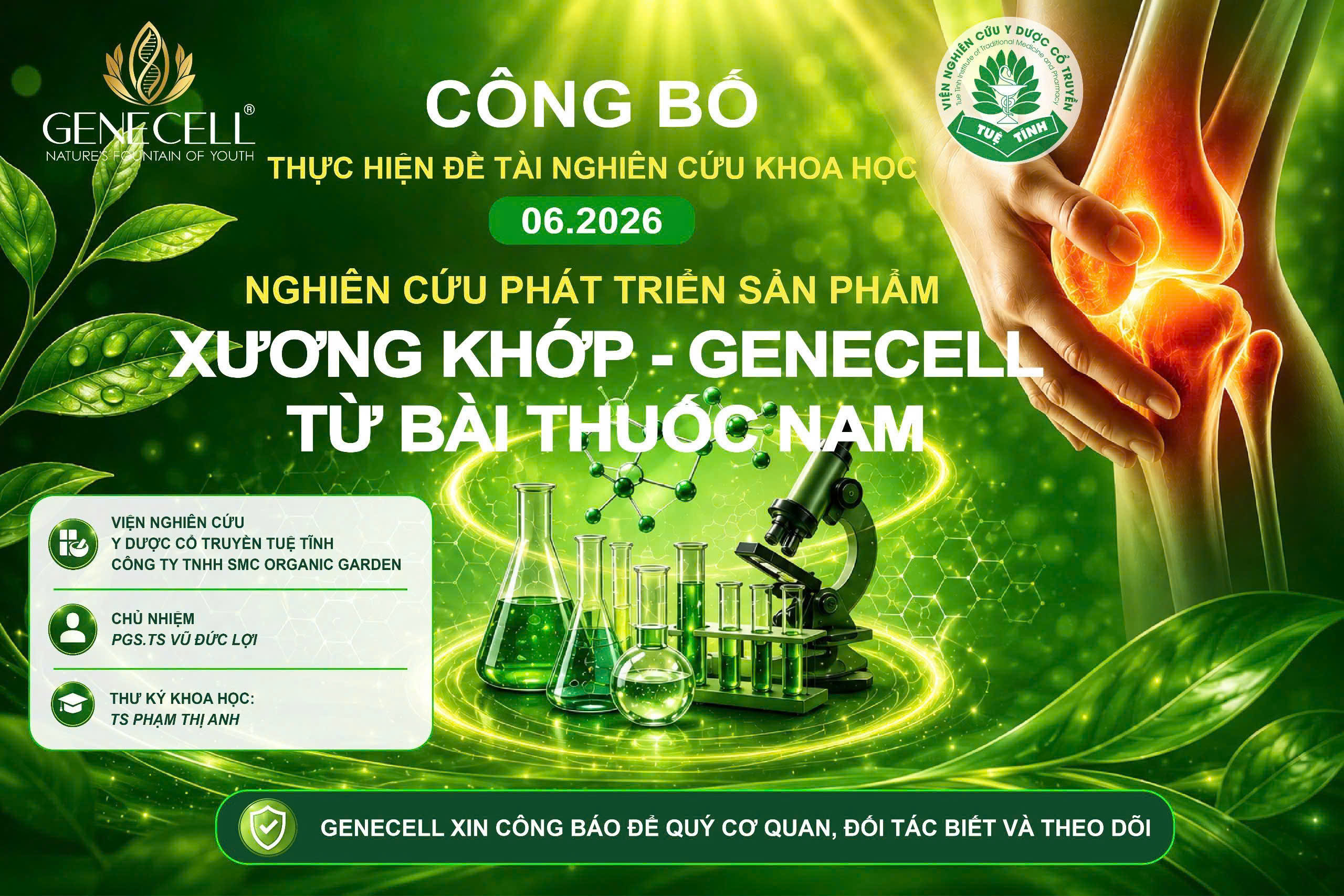Đề tài nghiên cứu khoa học phát triển sản phẩm xương khớp - genecell từ bài thuốc Nam
